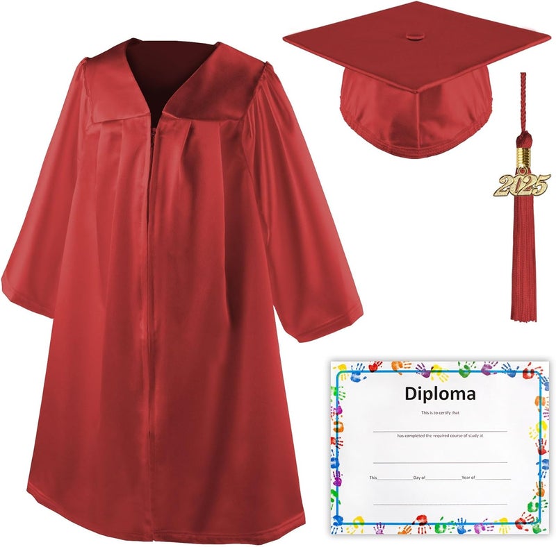Class Act Graduation Shiny Kindergarten Preschool Graduation Cap & Gown with Matching Tassel and Diploma Certificate - Image 1
